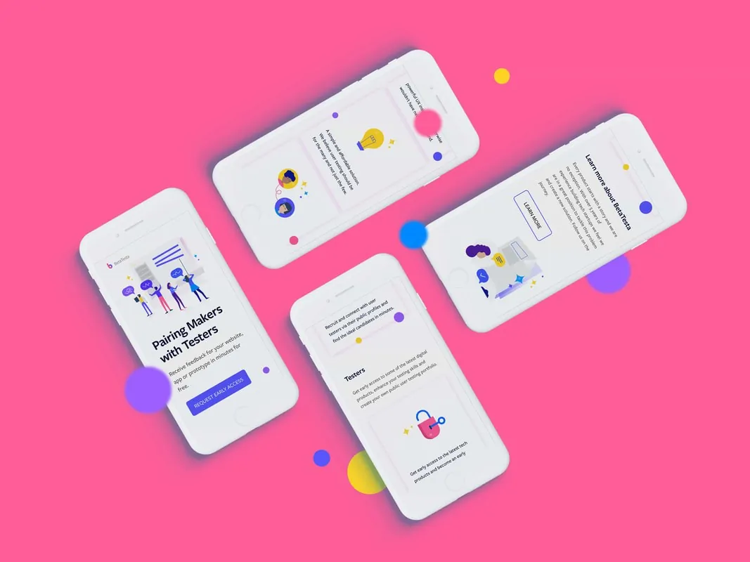 BetaTesta screens on phones