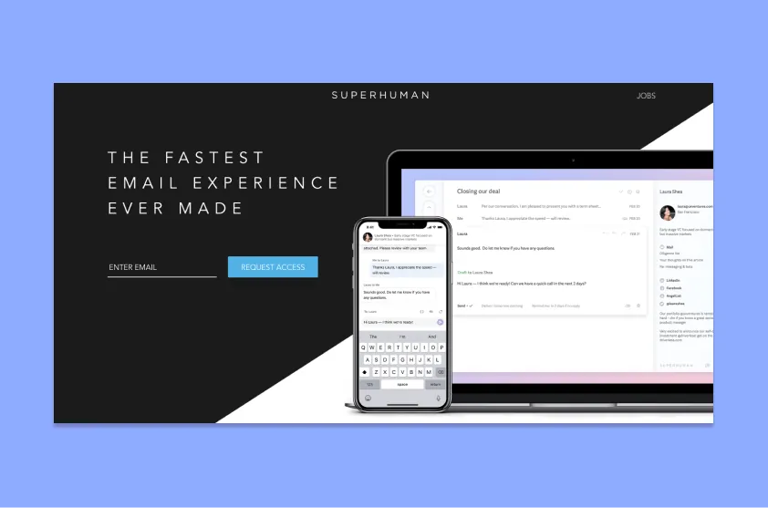 Superhuman early access landing page