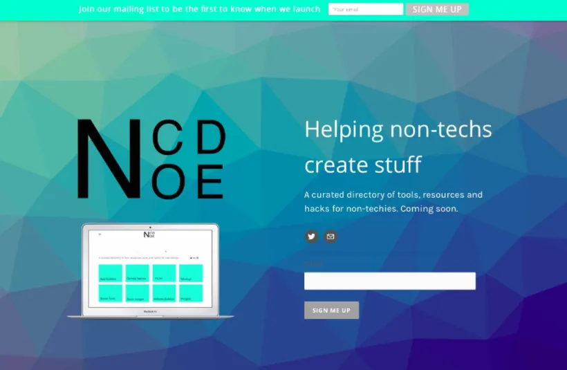 Original NoCode Landing page design