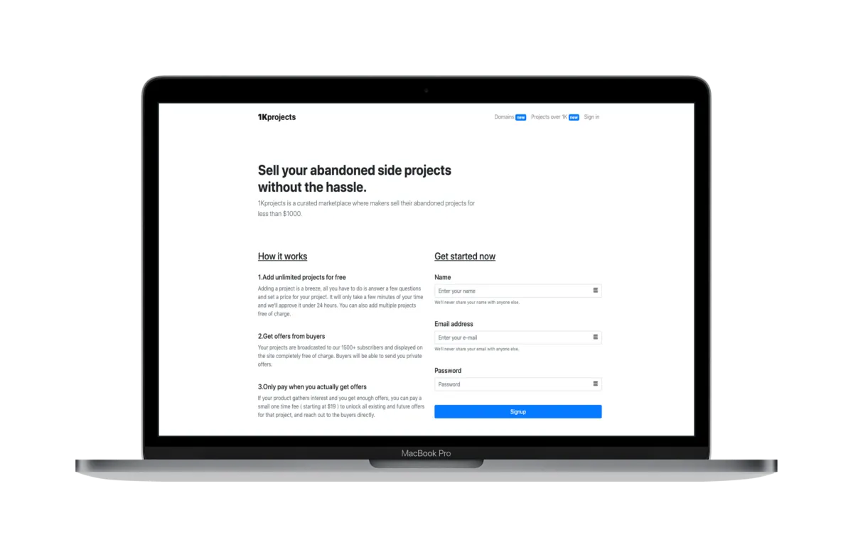 1k Projects Homepage